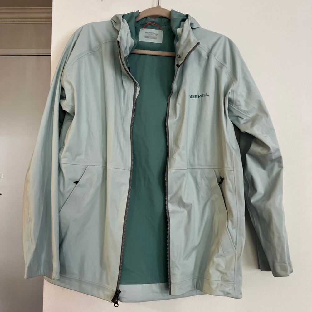 Baby blue Merrell whisper rain coat